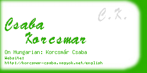 csaba korcsmar business card