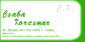 csaba korcsmar business card